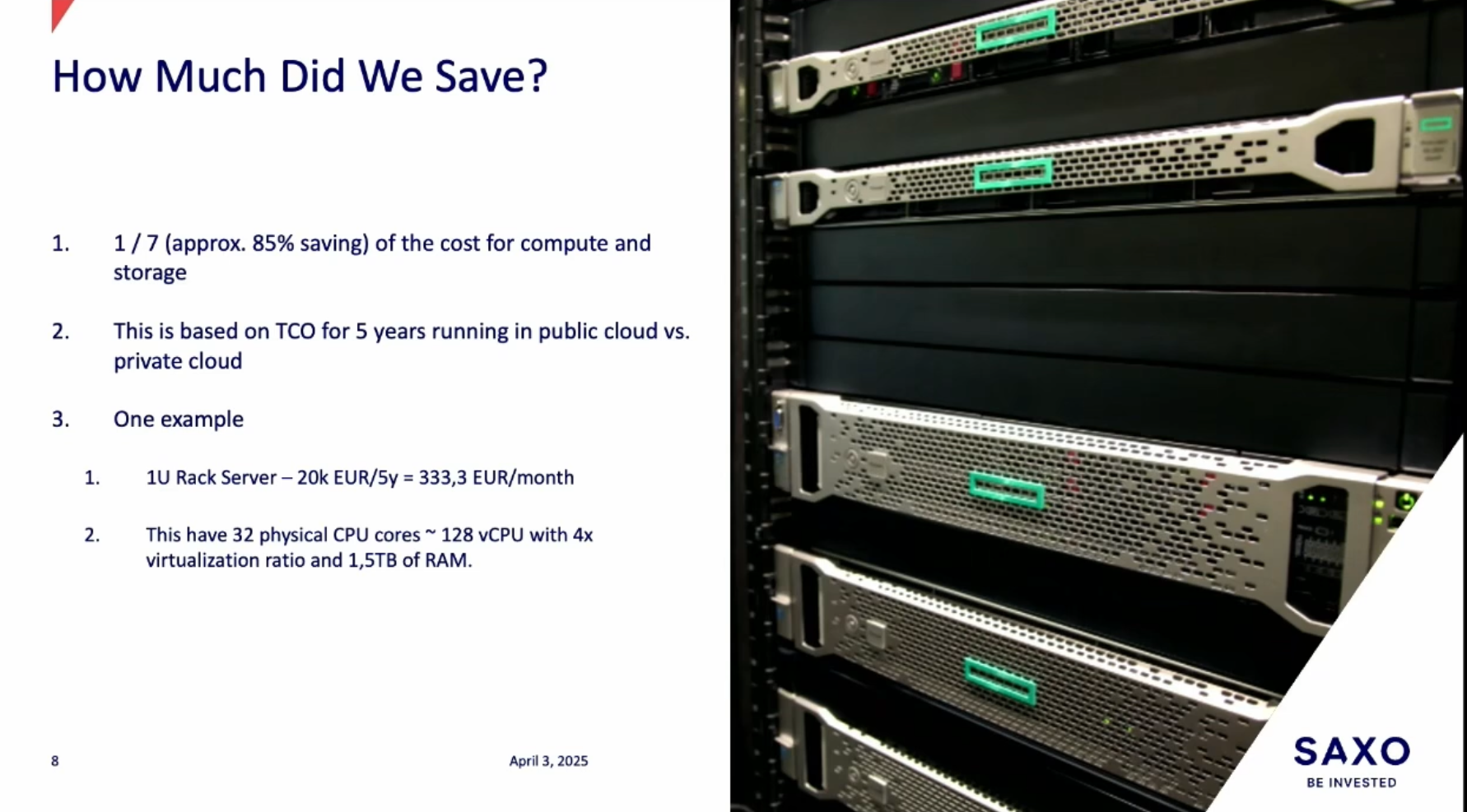 SaxoBank Saves by moving to bare metal.